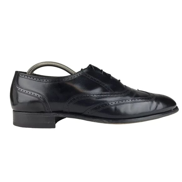 Bostonian Mens Black Leather Almond Toe Wingtip Oxford Dress Shoes Size US 11.5M - Picture 1 of 10